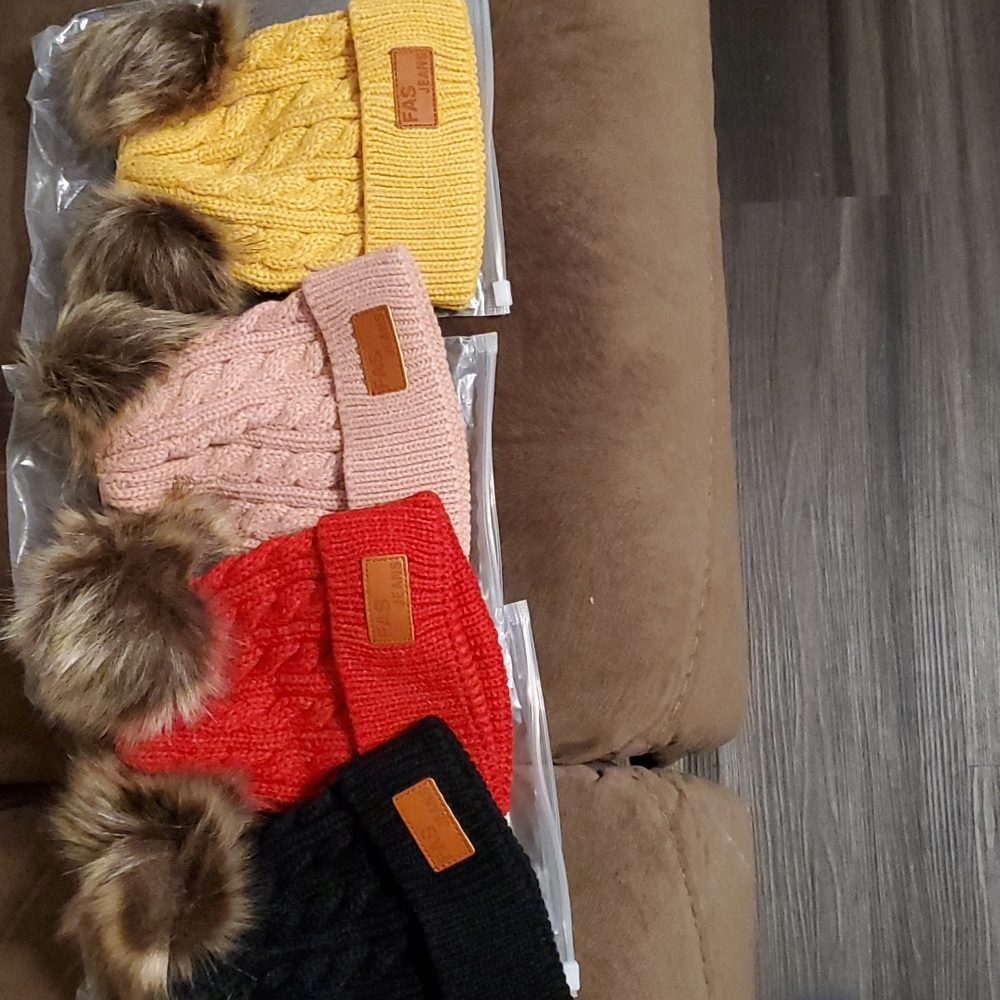 Baby hat  pom pom beanie $15 each